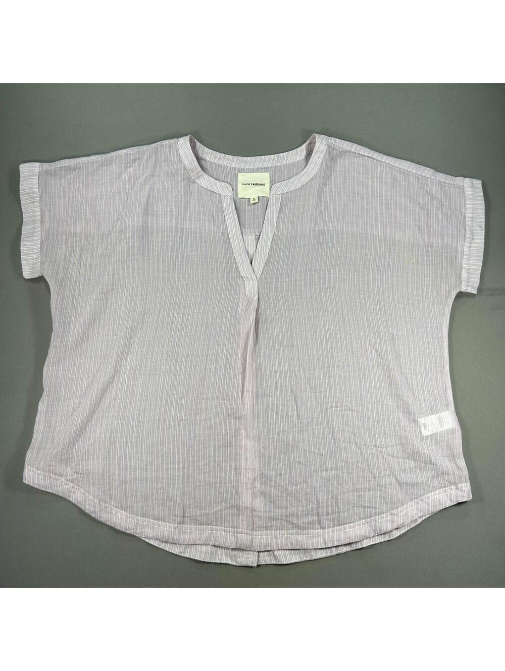 Lucky Brand Dolman Short Sleeve Gauzy Muslin Cotton Popover Shirt Dawn Pink XL